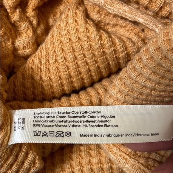 Free People FP Katya Thermal mini dress Ruched MustardYellow medium NWT - Picture 13 of 15